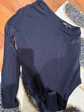 Maje Black Long-Sleeve Bodysuit with Crew Neck